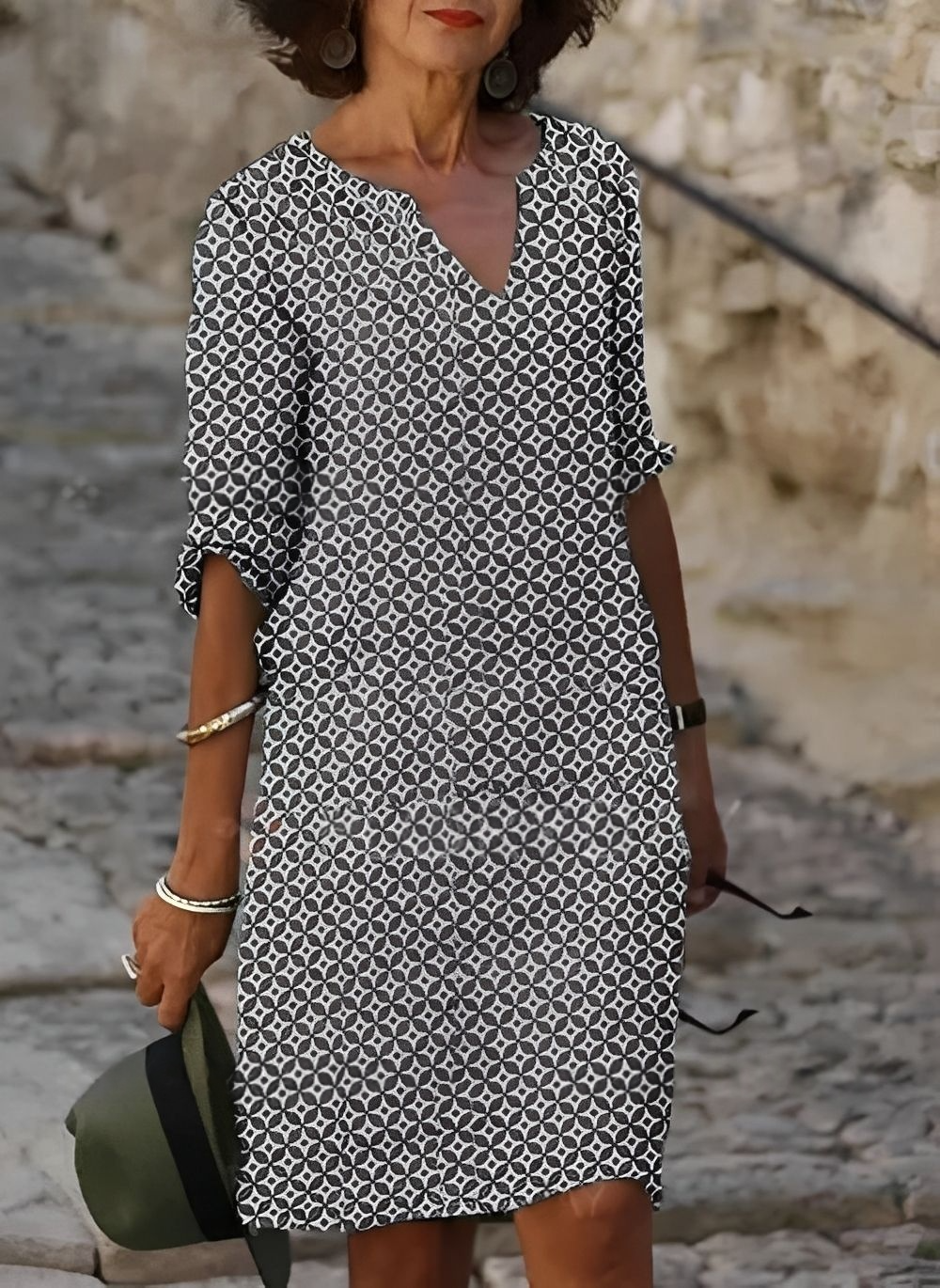 Kristina - Stylisches Midikleid mit halblangen Ärmeln für Damen