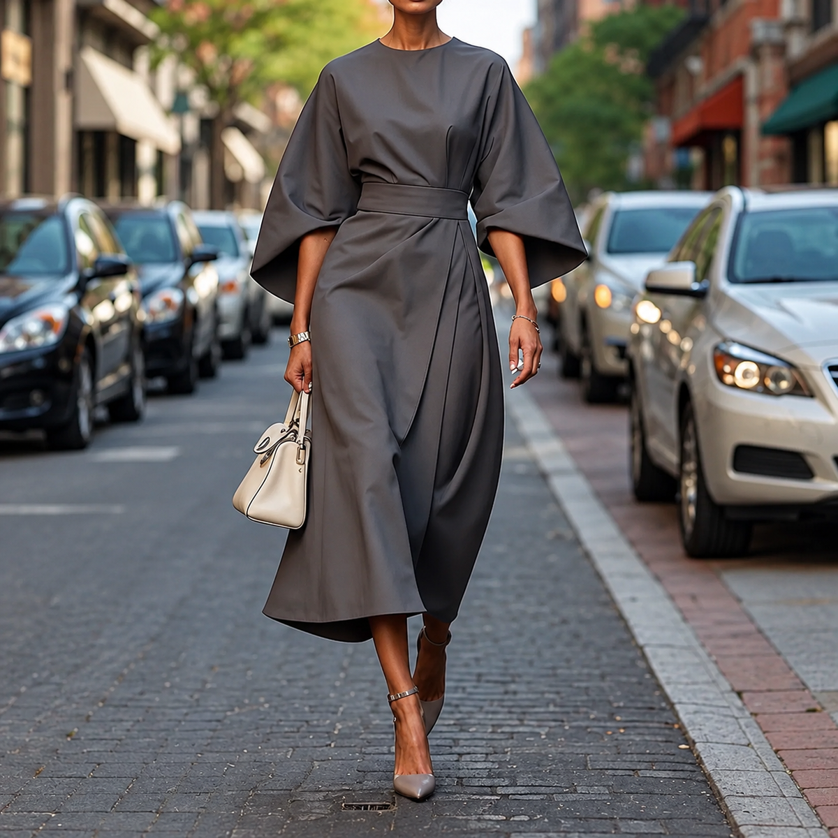 Clare - Maxi Kleid mit taillierbarem Kordelzug