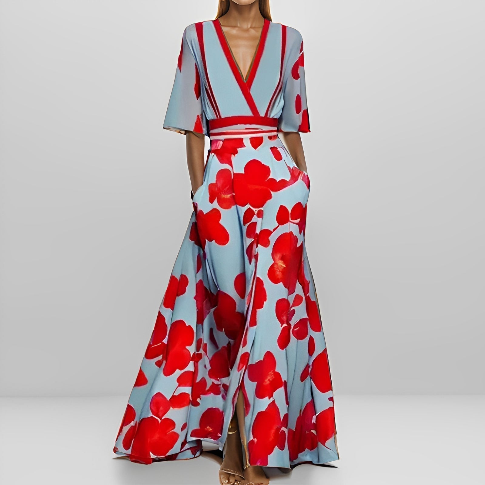 Delores - Langes Kleid mit Blumendesign und langen Ärmeln