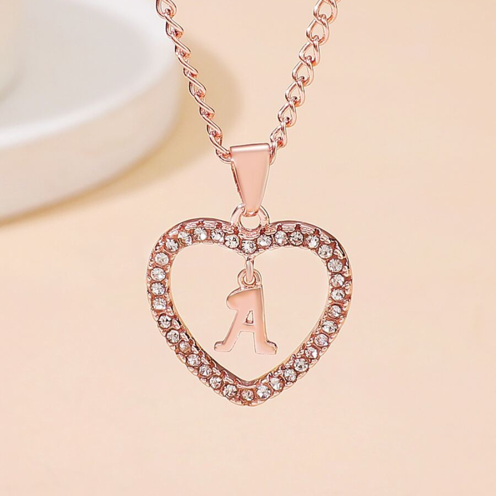 Herz-Anfangs-Kristall-Halsband - Halsband mit Herz-Anfangs-Anhänger