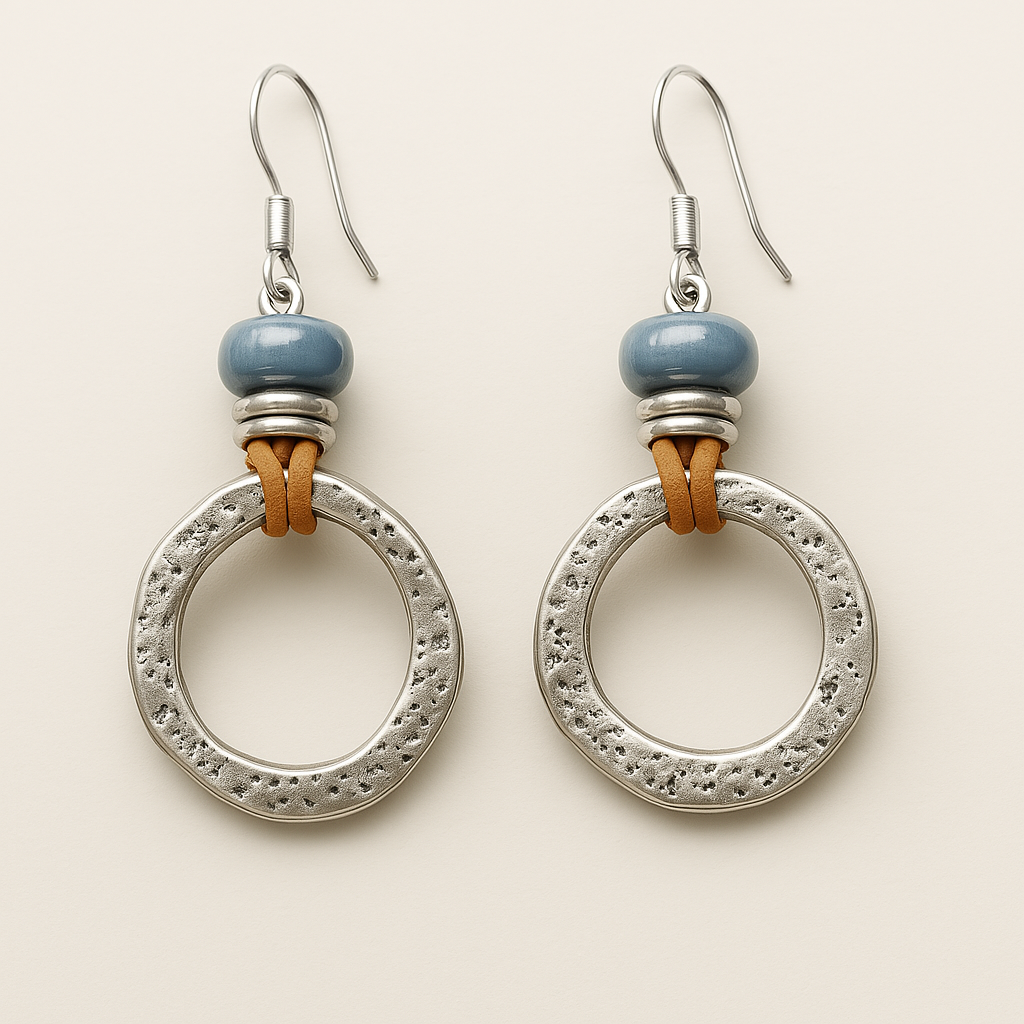Mira – Silberne Kreisohringe im Boho-Vintage-Stil