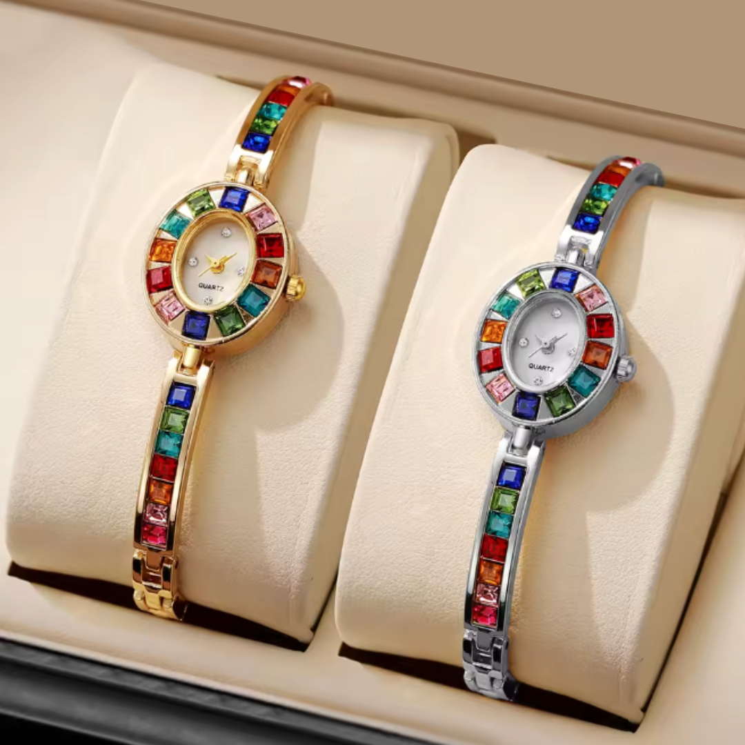 Rayna – Solar Glanz Uhr mit prismatischer Lünette