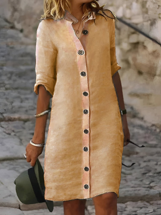 Paula - Lässiges Hemdkleid mit halben Ärmeln für Damen