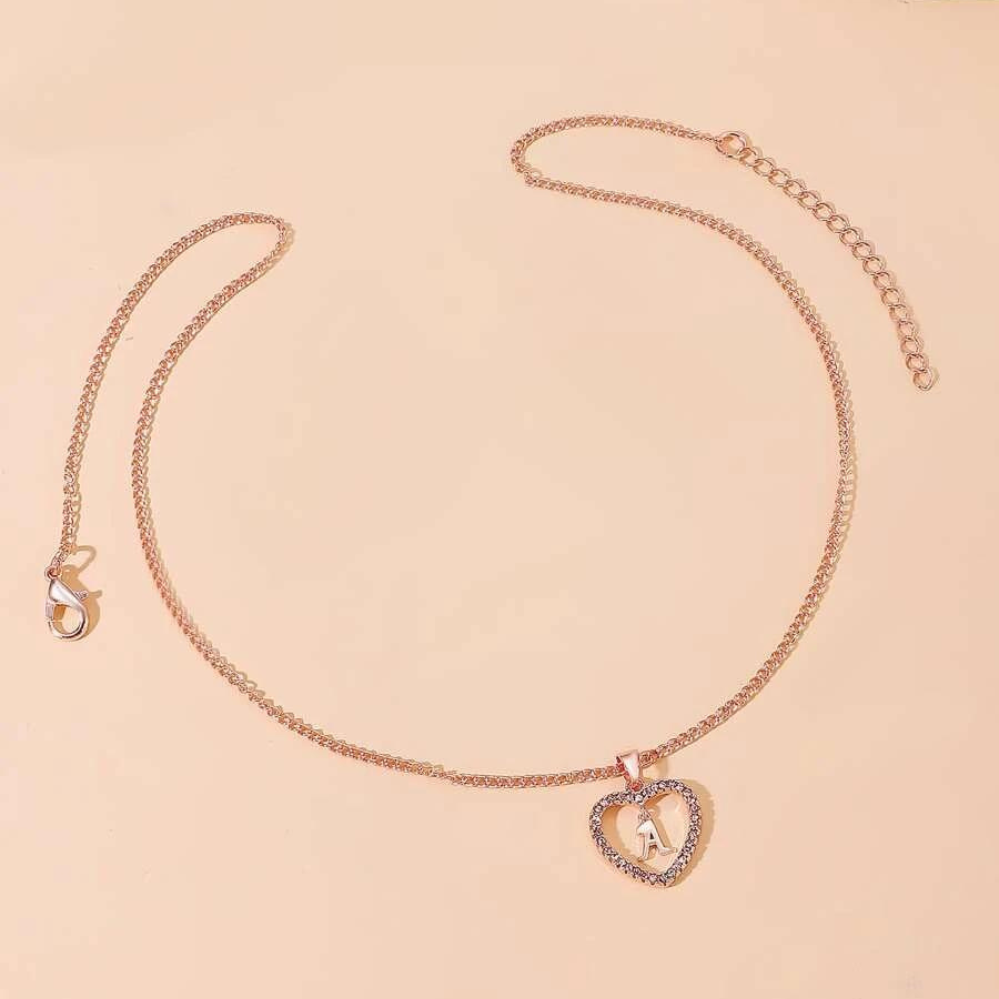 Herz-Anfangs-Kristall-Halsband - Halsband mit Herz-Anfangs-Anhänger