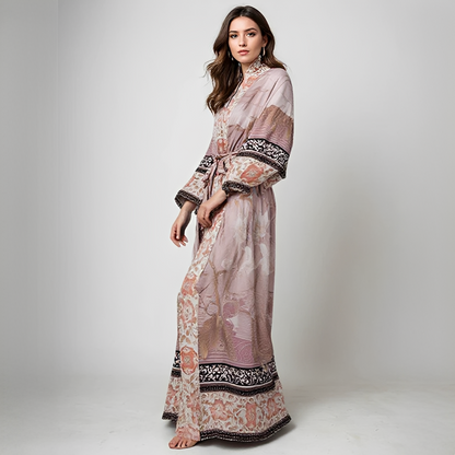 Barbarra - Elegantes langes Damenkleid mit floralem Muster