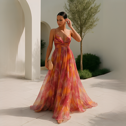 Gardania - Langkleid für Damen mit Blumenmuster