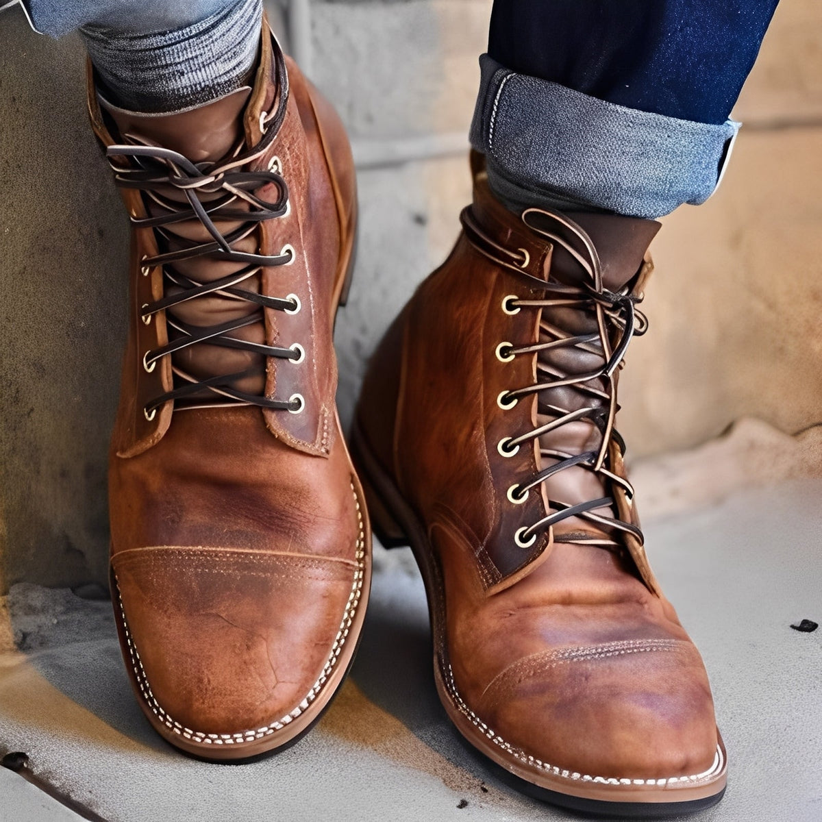 Lucrèce - Vintage-Stiefel mit Schnürung