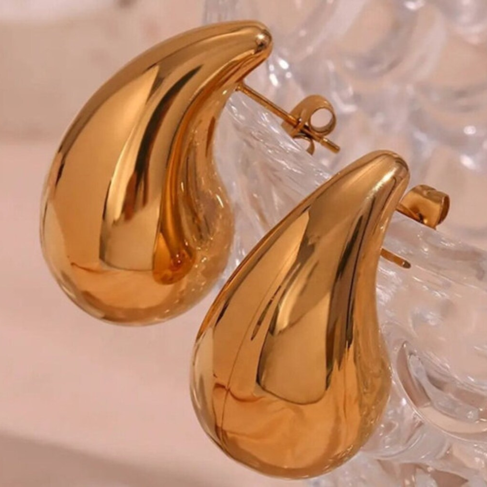 Chunky Waterdrop Ohrringe - Große Ohrringe aus Gold