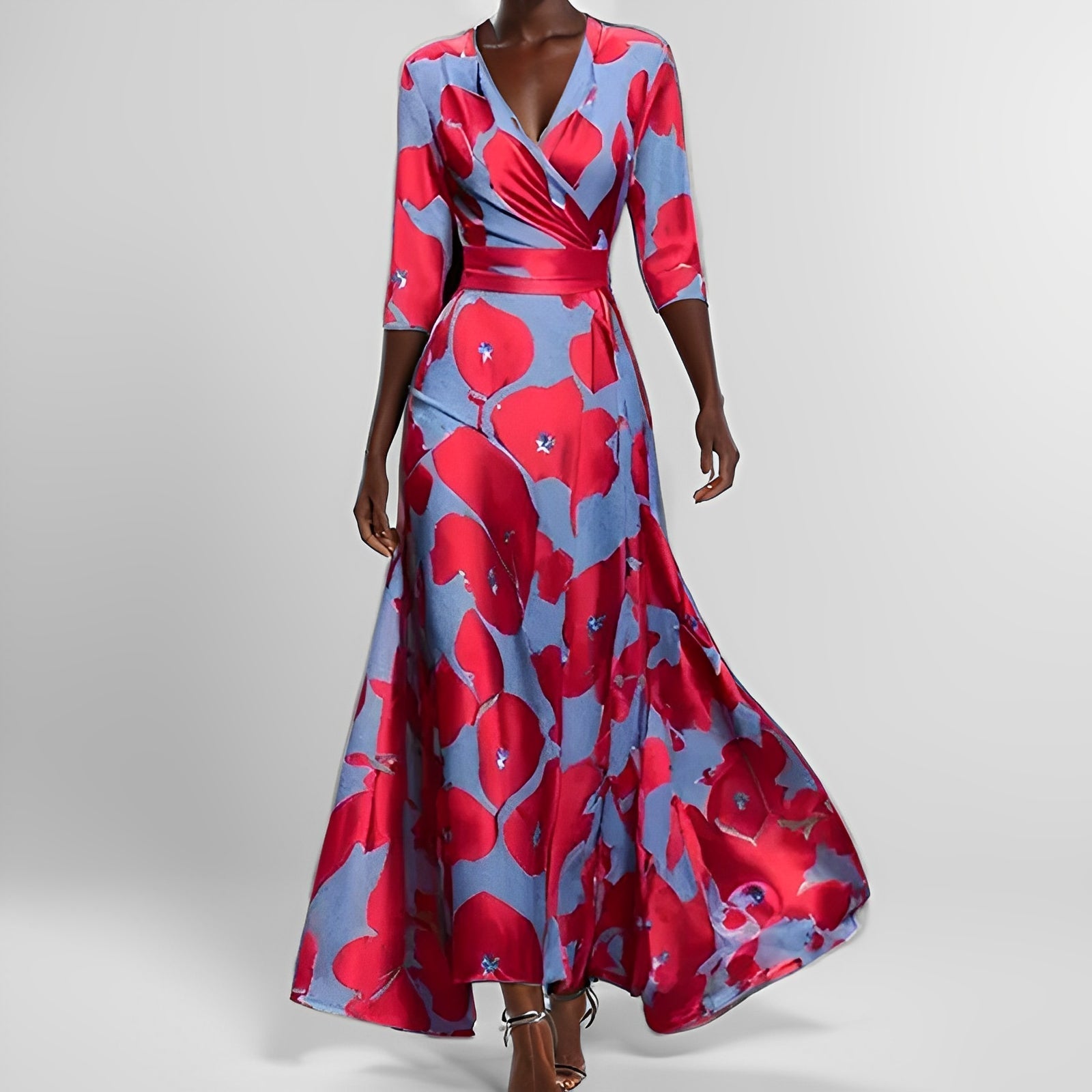 Delores - Langes Kleid mit Blumendesign und langen Ärmeln