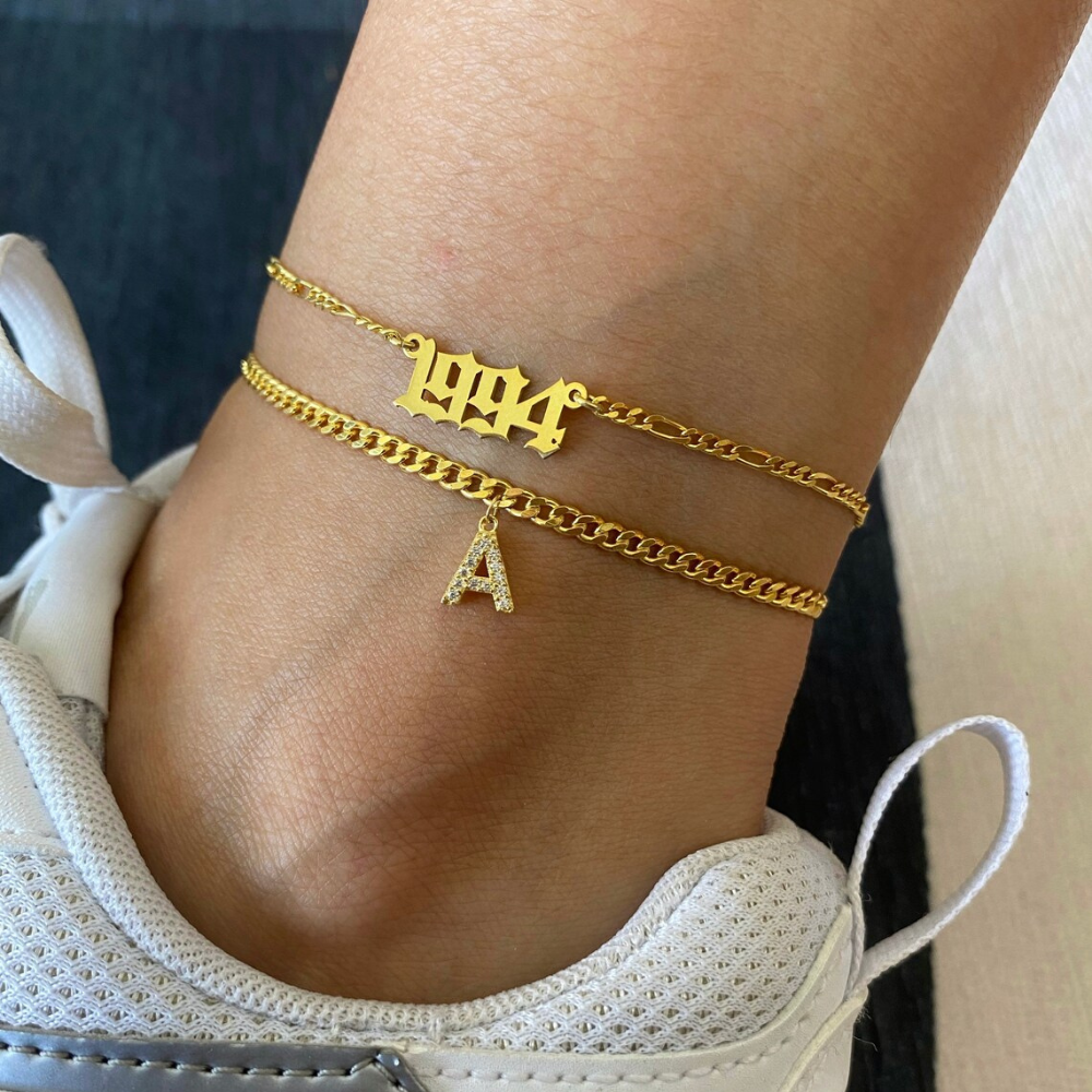 Initialen Knöchel - Knöchelarmband mit Ihrer Initiale