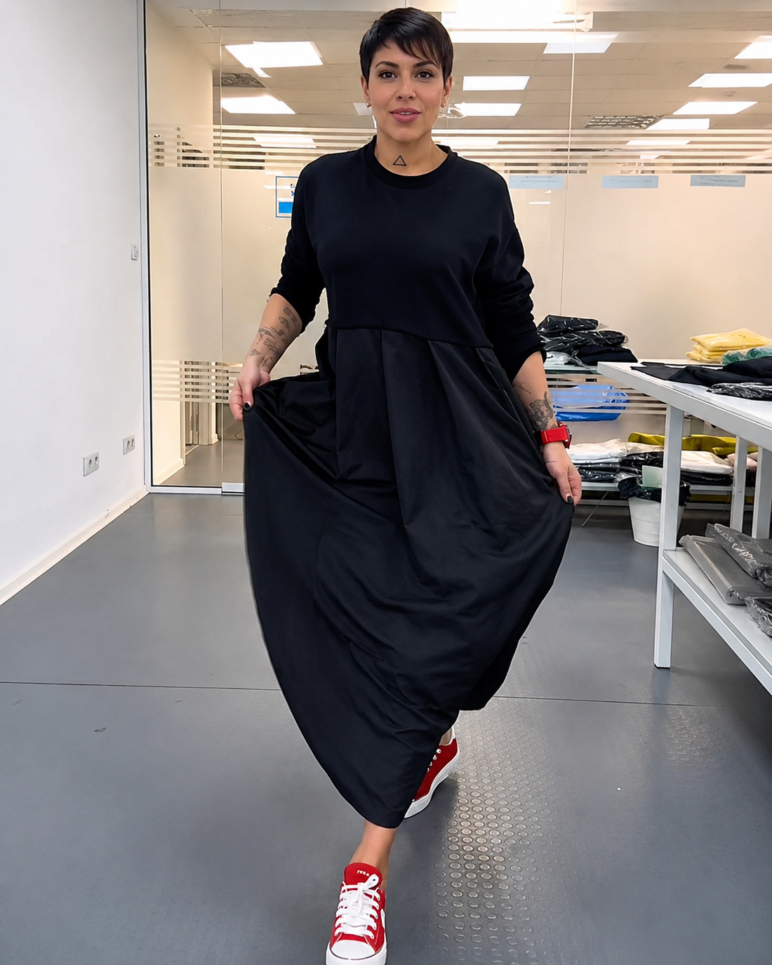 Imelda - Weites Rundhalskleid