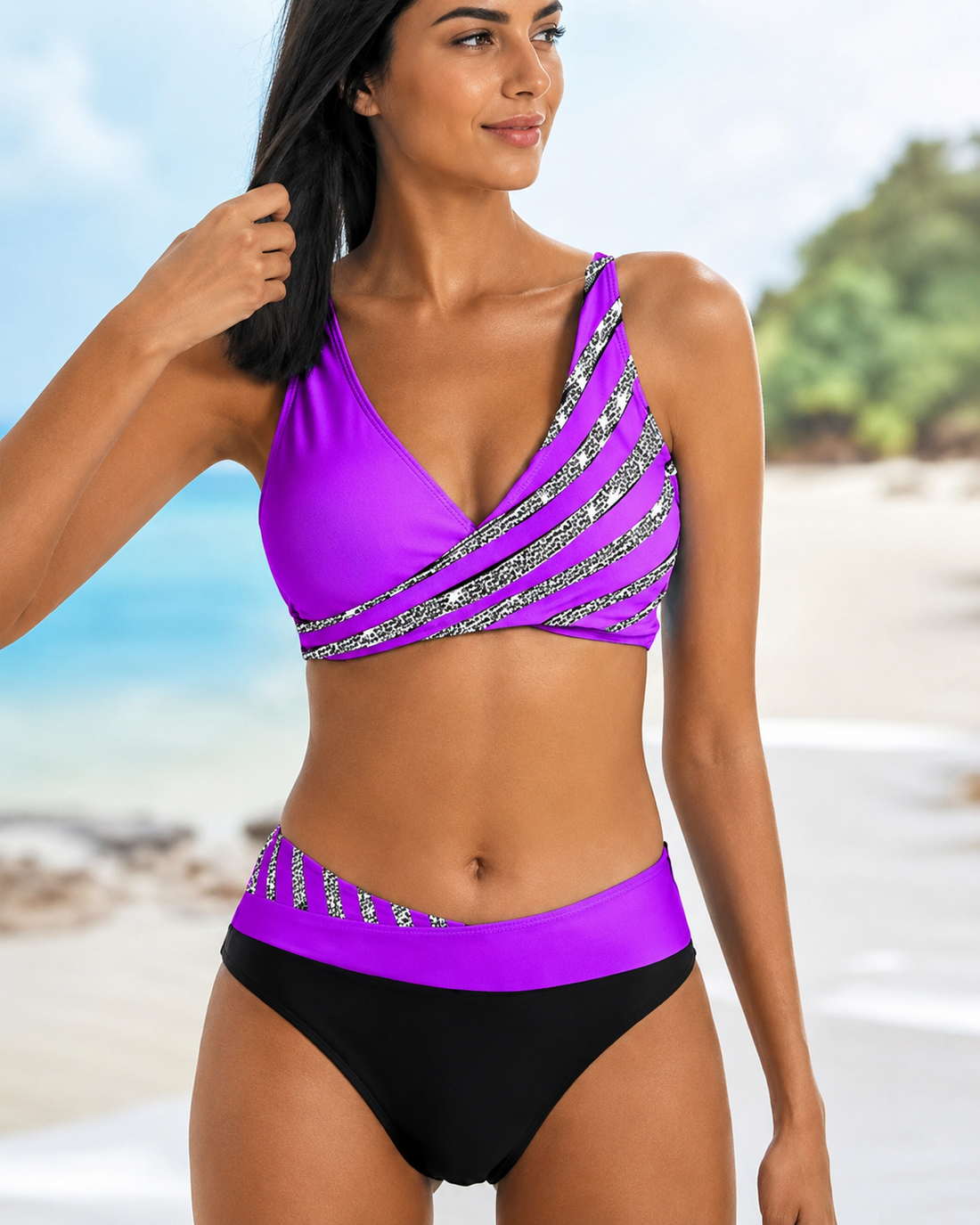 Deliana - Schickes gestreiftes Bikini-Set