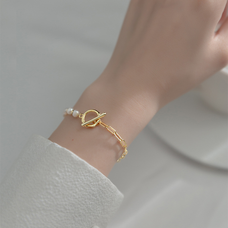 Halbseitige Perlenarmband - Halb und halb Perlenarmband
