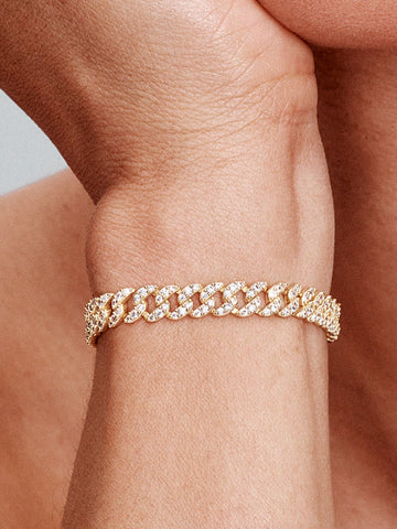 Soraya – Moissanit Gold 18K Cuban Chain Armband