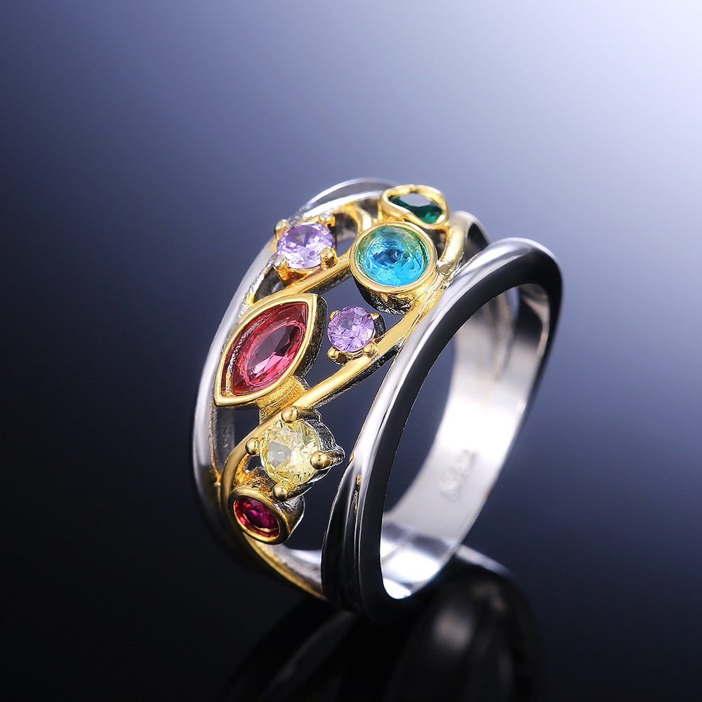 Zelina – Vintage-Ring in zwei Farben mit bunten Zirkonias