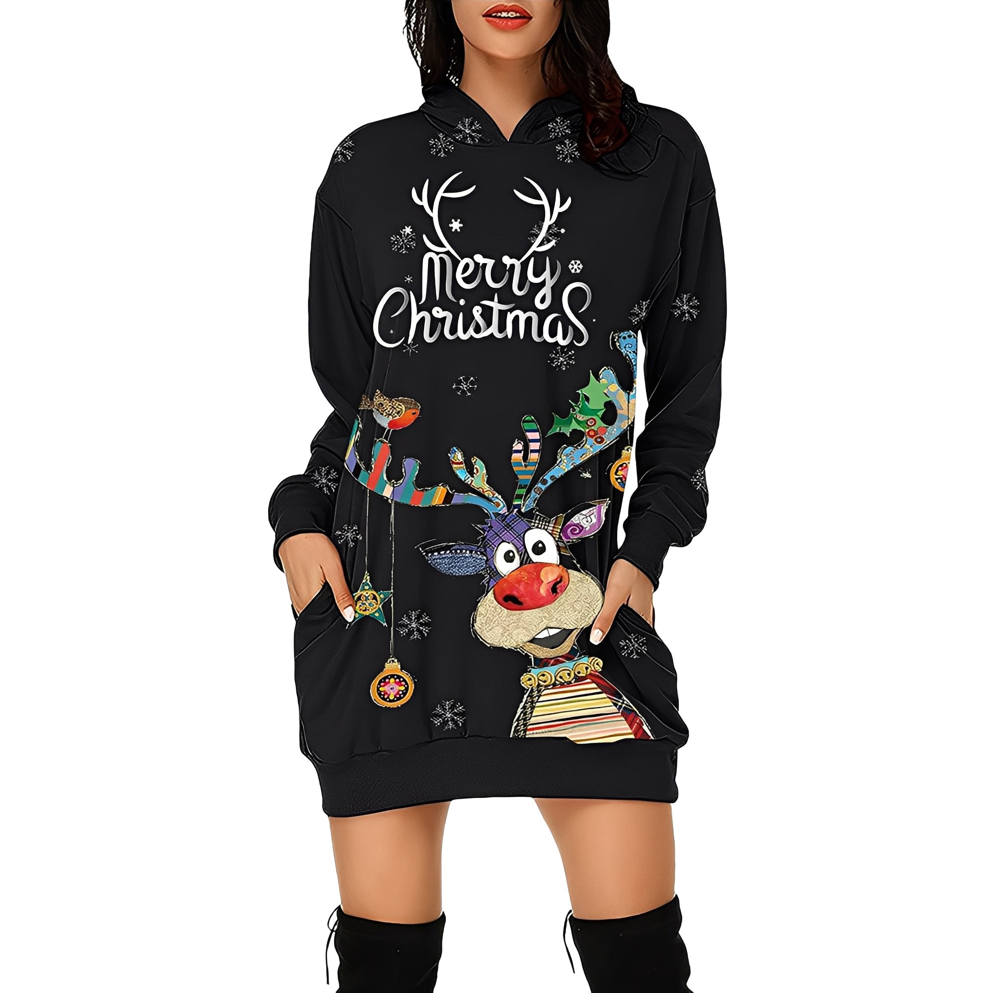 Georgia - Elegantes Weihnachtskapuzenkleid für Damen