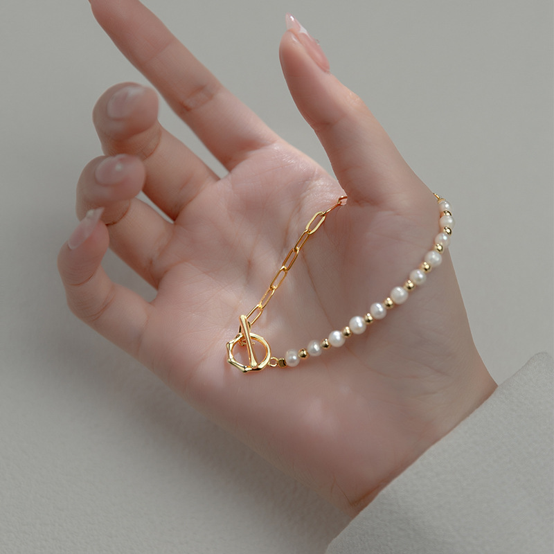 Halbseitige Perlenarmband - Halb und halb Perlenarmband