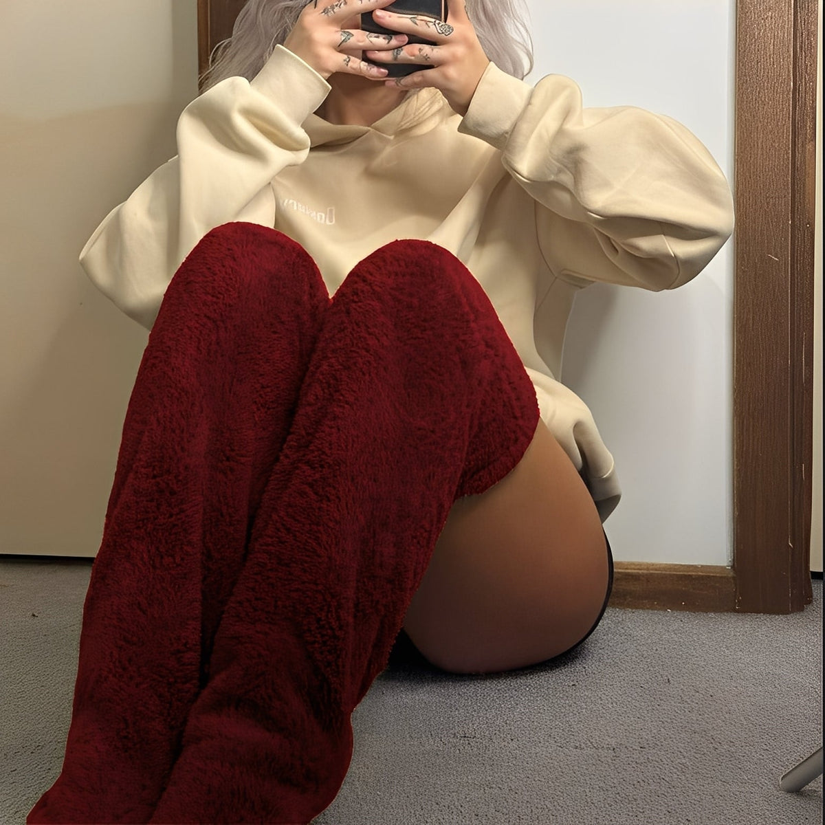 Camellia - Wärmende, knielange Damensocken für den Winter