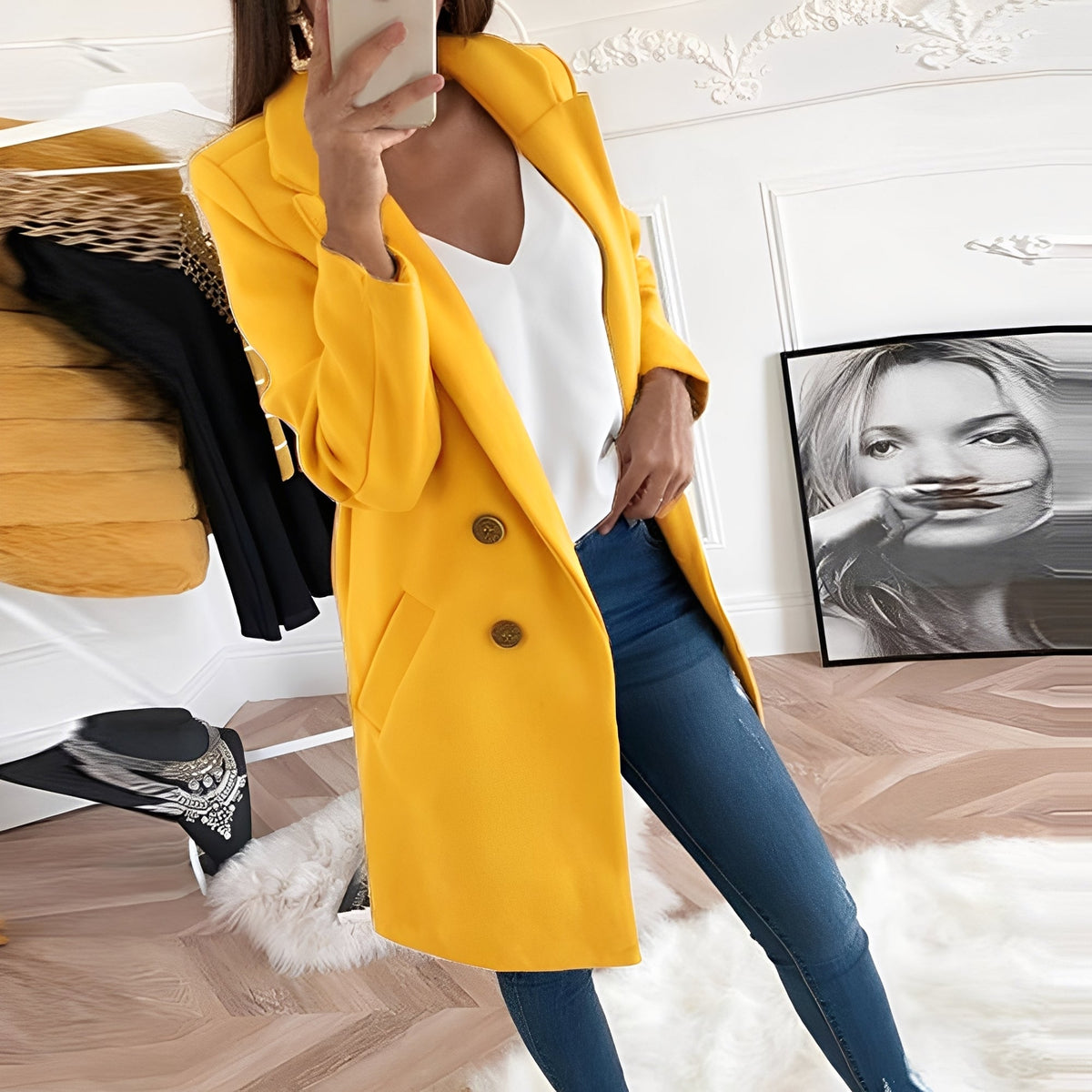 Chantal - Eleganter langer Wintermantel für Damen