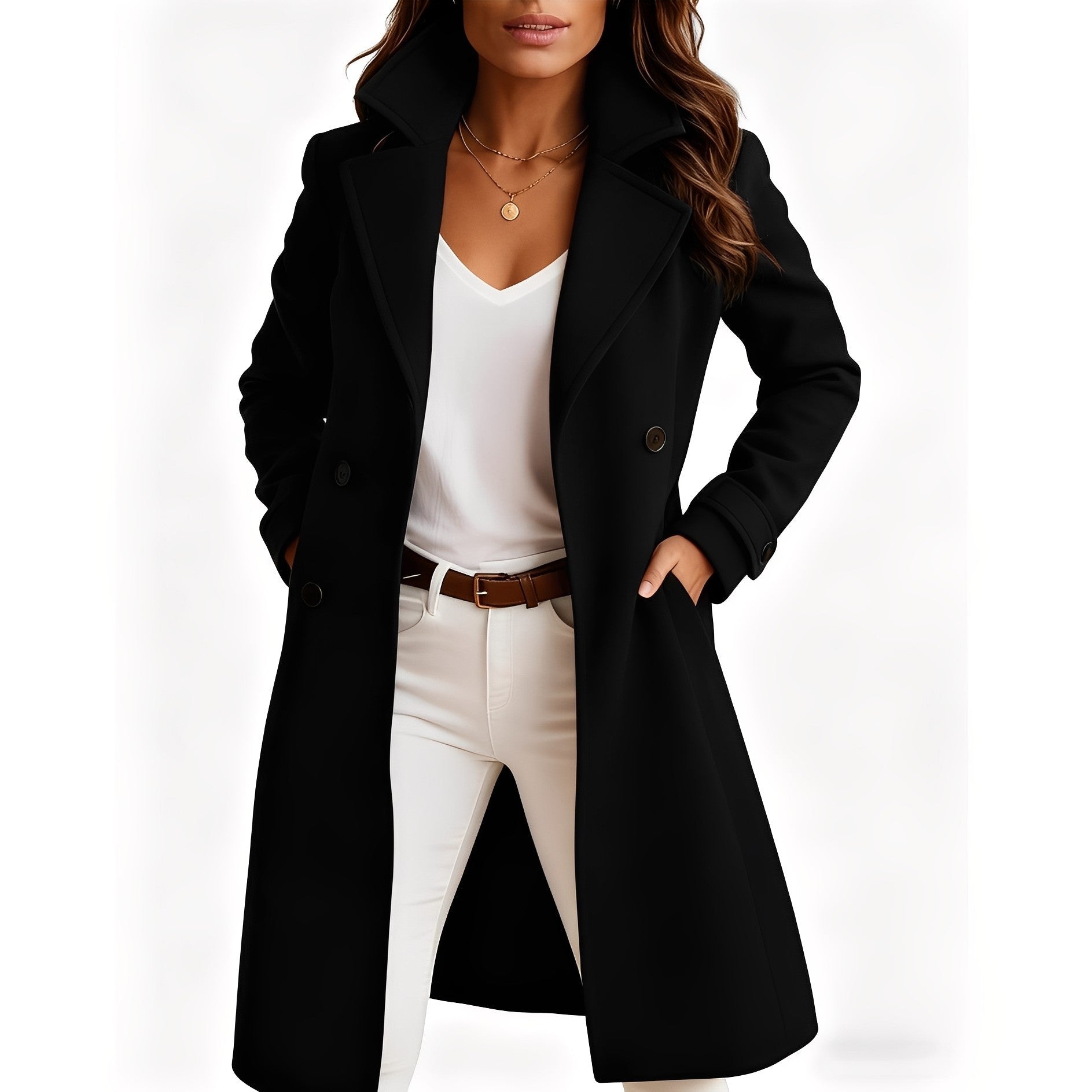 Camille - Eleganter Damenmantel mit Taschen