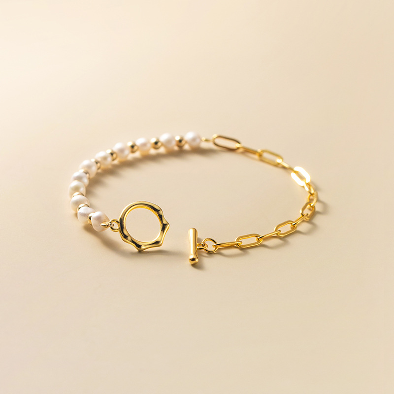 Halbseitige Perlenarmband - Halb und halb Perlenarmband