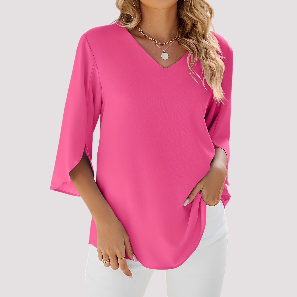 Vanessa - Modische Damenbluse mit V-Ausschnitt
