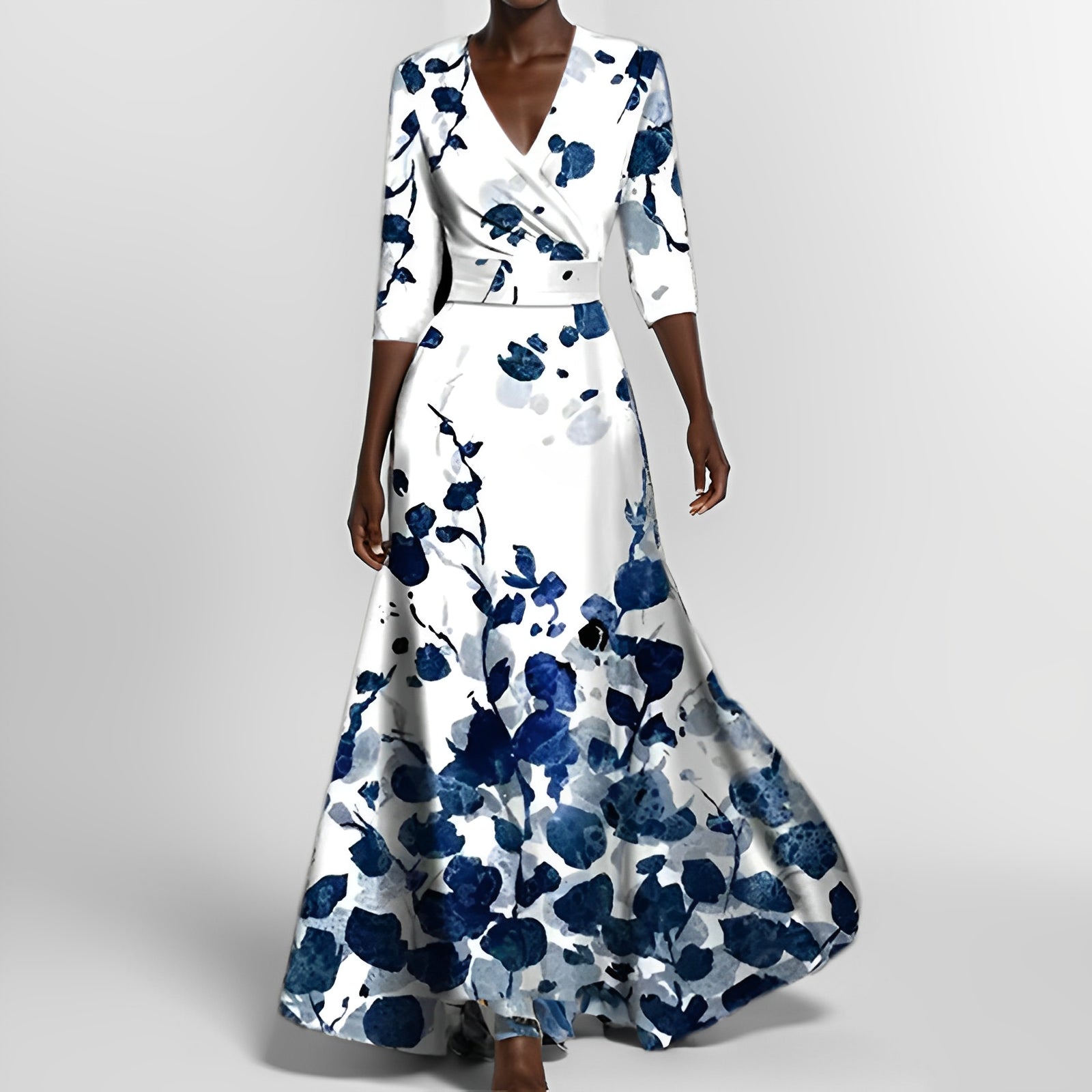 Delores - Langes Kleid mit Blumendesign und langen Ärmeln