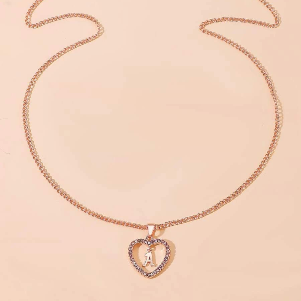 Herz-Anfangs-Kristall-Halsband - Halsband mit Herz-Anfangs-Anhänger