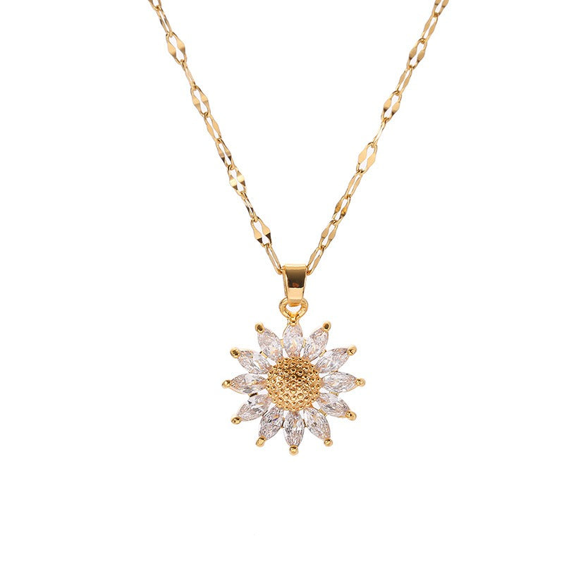 Jennie – Halskette mit Kristall-Sonnenblume und goldener Oberfläche