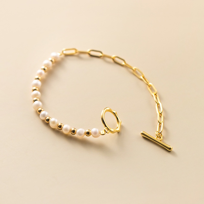 Halbseitige Perlenarmband - Halb und halb Perlenarmband