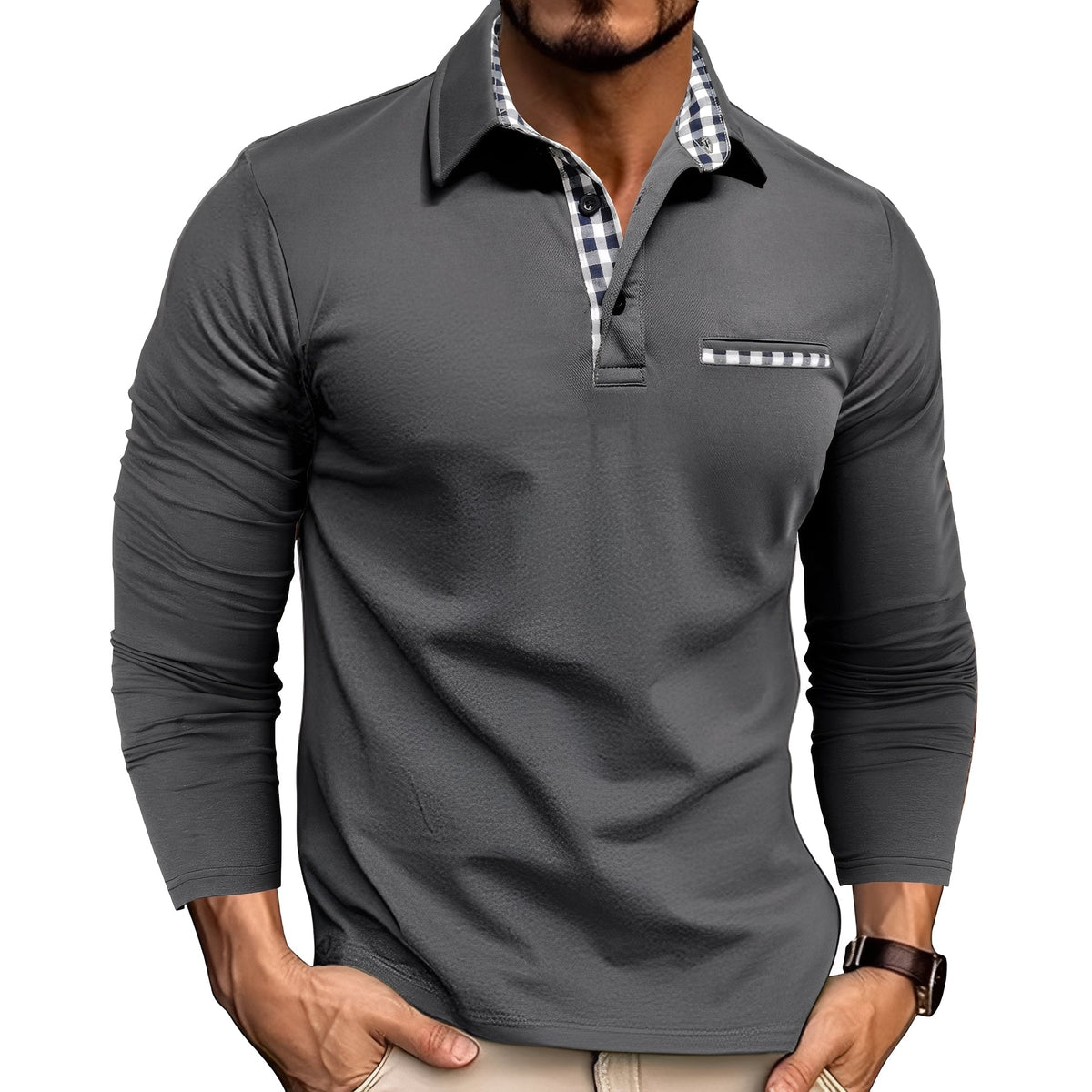 Rupert - Langärmeliges, leichtes Herren-Poloshirt