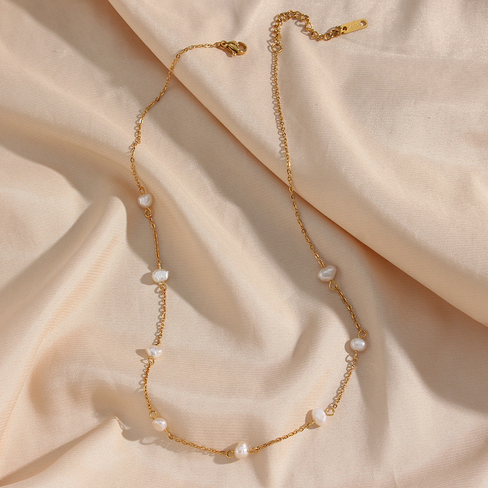 Goldene Perlenhalskette - Alltags-Halskette