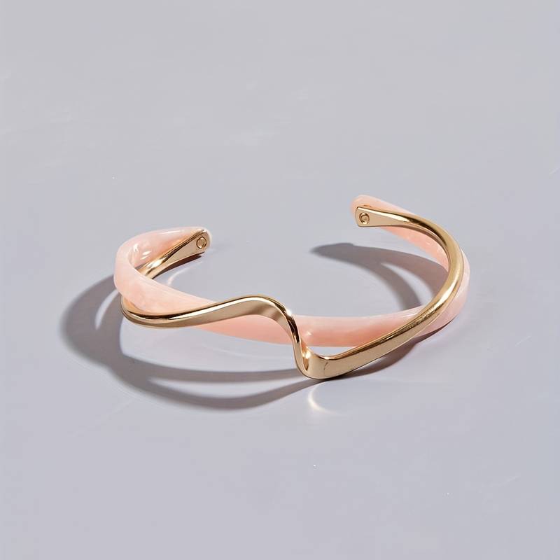 Wellenarmband mit Perlenbesatz - 18K vergoldetes Armband
