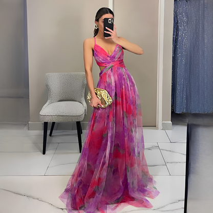 Gardania - Langkleid für Damen mit Blumenmuster