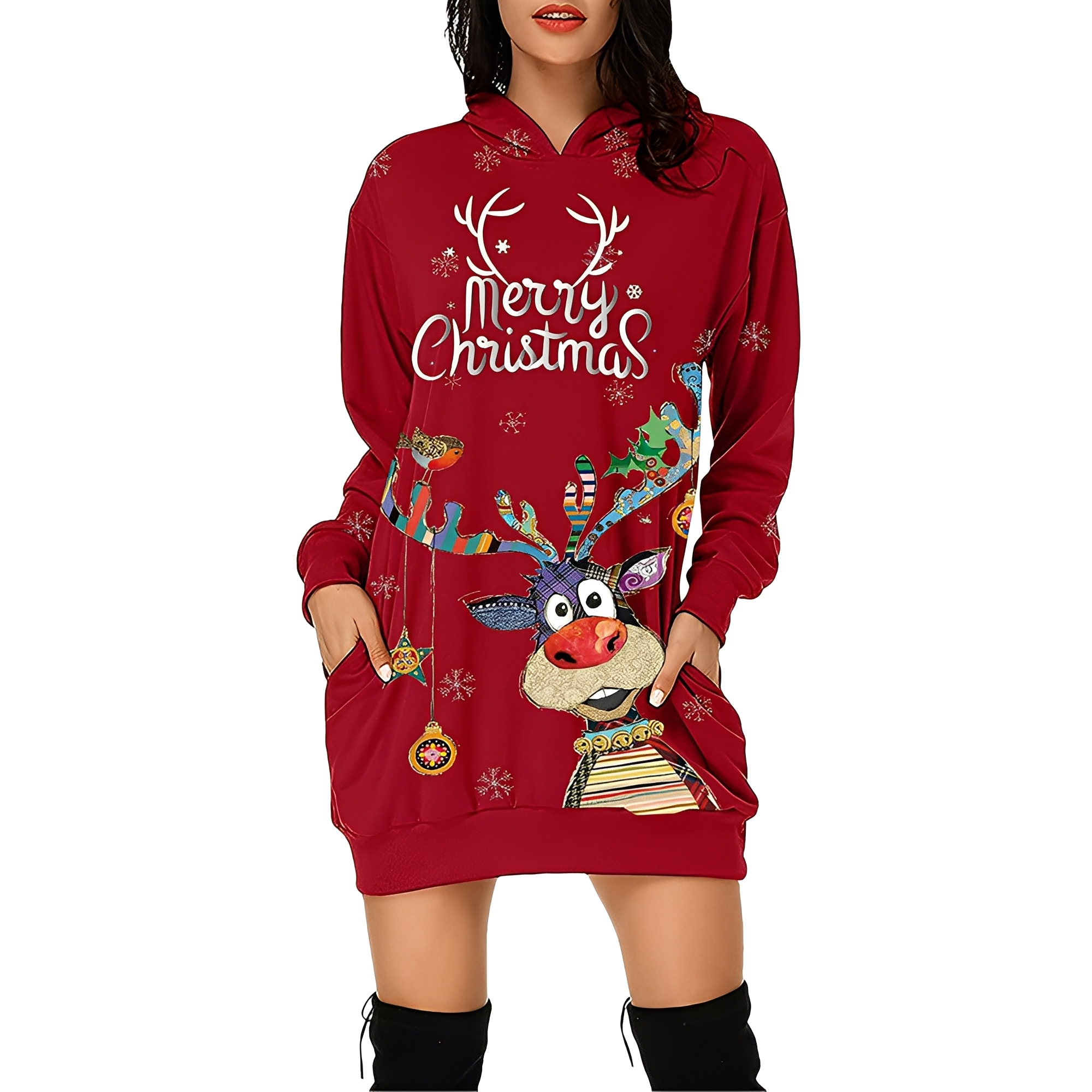 Georgia - Elegantes Weihnachtskapuzenkleid für Damen