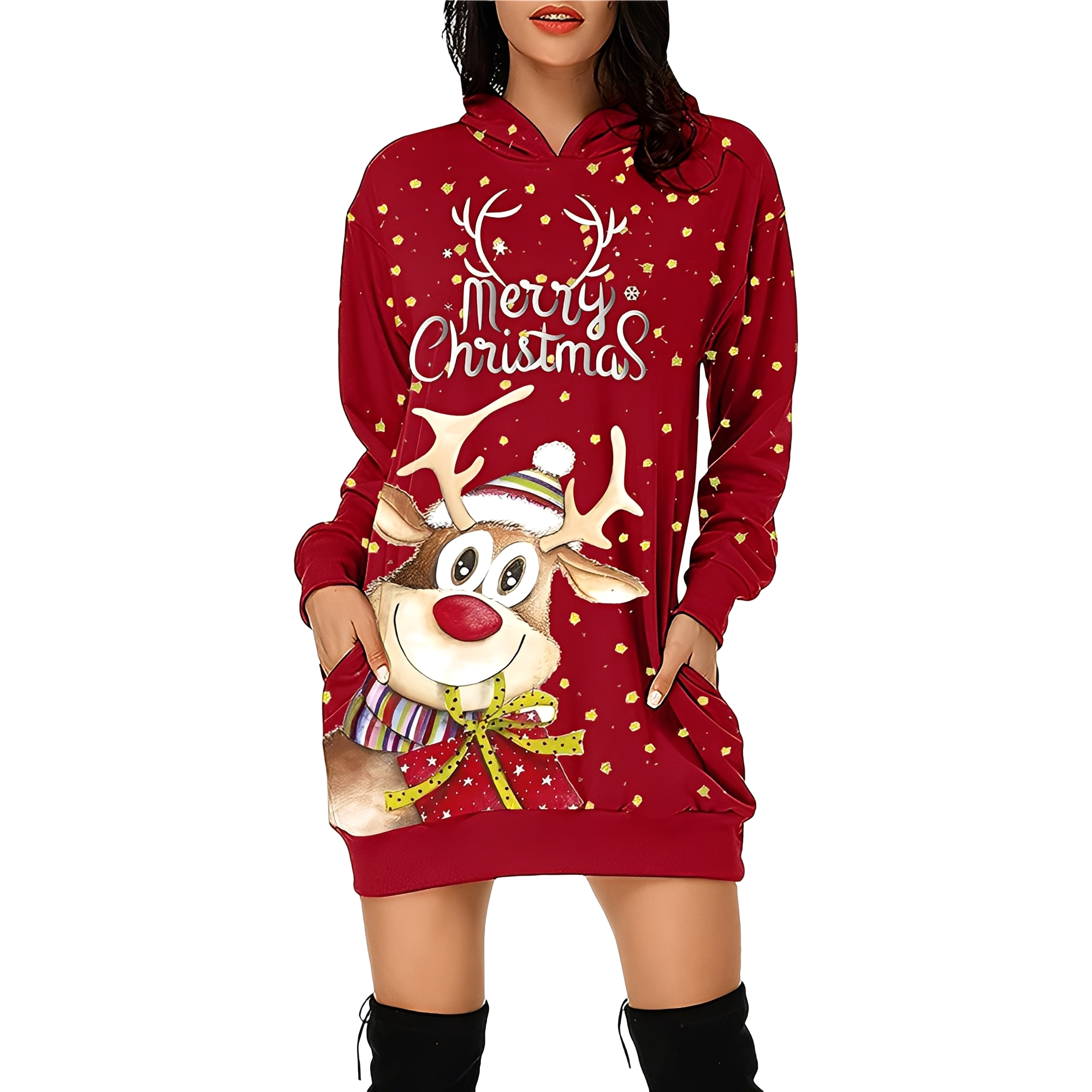 Georgia - Elegantes Weihnachtskapuzenkleid für Damen