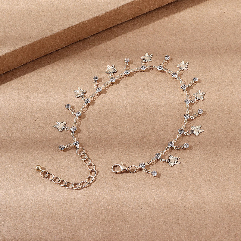 Schmetterlings-Fußkette mit Quasten - Zirkonia-Fußkette