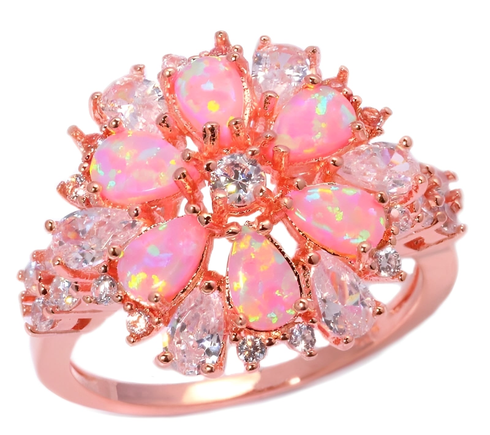 Rian – Feiner Ring mit Feueropal-Blume