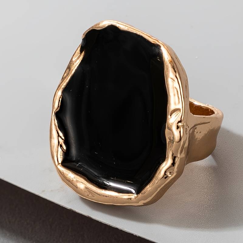 Vintage-Ring mit übergroßem schwarzem Stein - Übertriebener Vintage-Schwarzer Ring