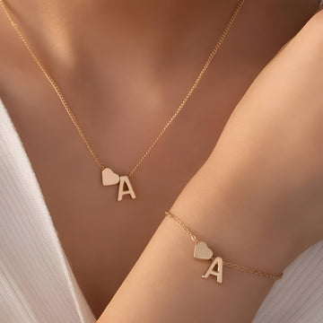 Initialen-Herzschmuckset - Initial Love Schmuckset