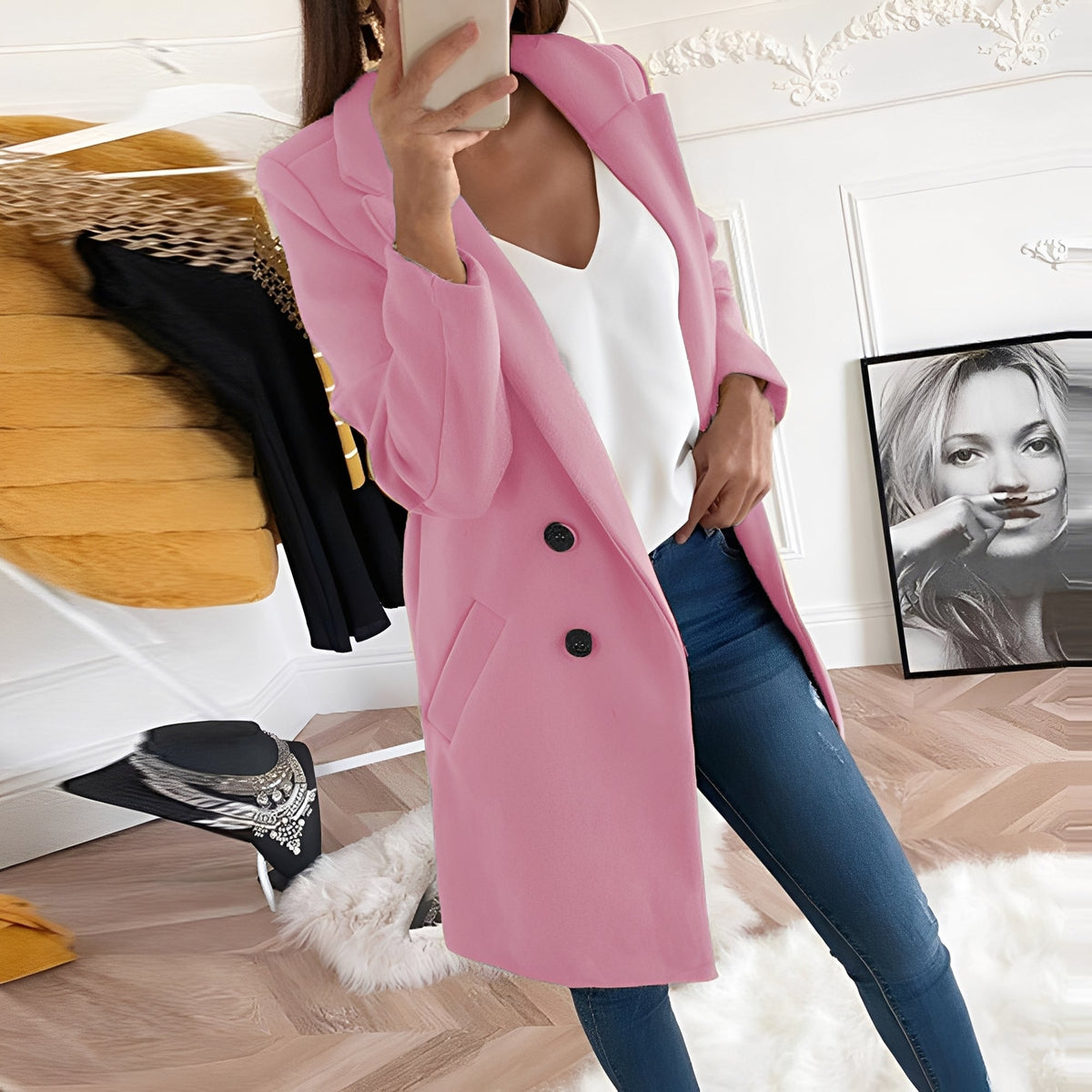 Chantal - Eleganter langer Wintermantel für Damen