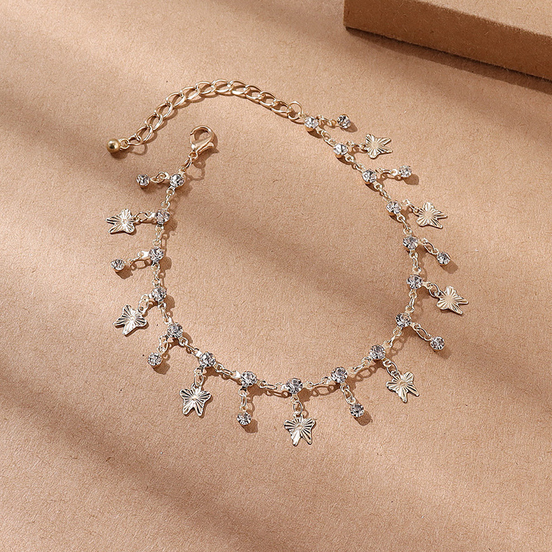 Schmetterlings-Fußkette mit Quasten - Zirkonia-Fußkette