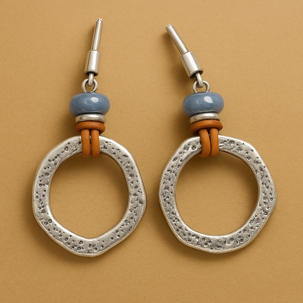 Mira – Silberne Kreisohringe im Boho-Vintage-Stil