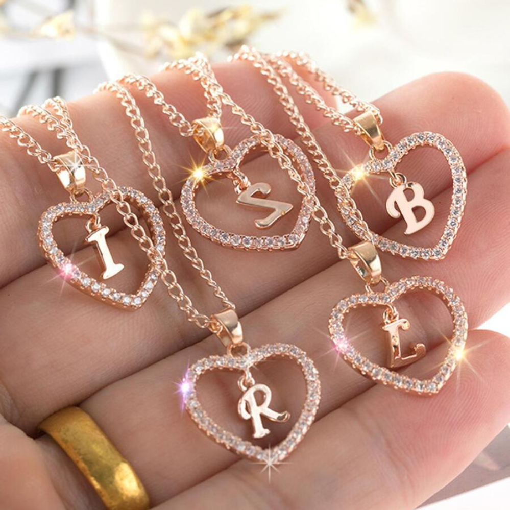 Herz-Anfangs-Kristall-Halsband - Halsband mit Herz-Anfangs-Anhänger