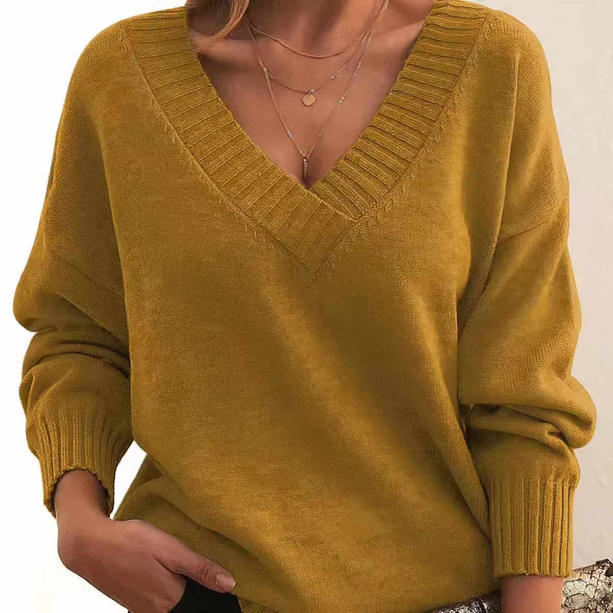Herbst - Modischer und wohliger Pullover mit V-Ausschnitt