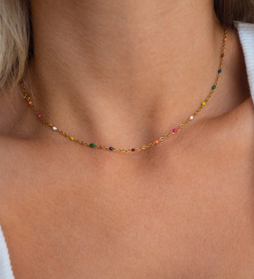 Alba - Halskette aus Regenbogen und Gold