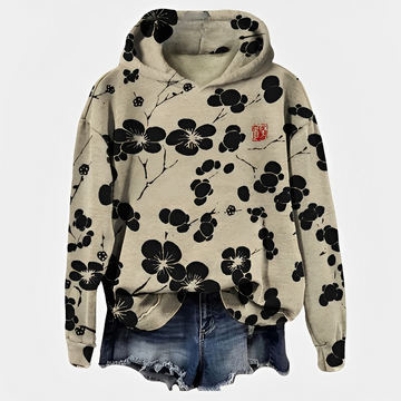 Emelyn - Damen Hoodie mit Blumen-Akzent