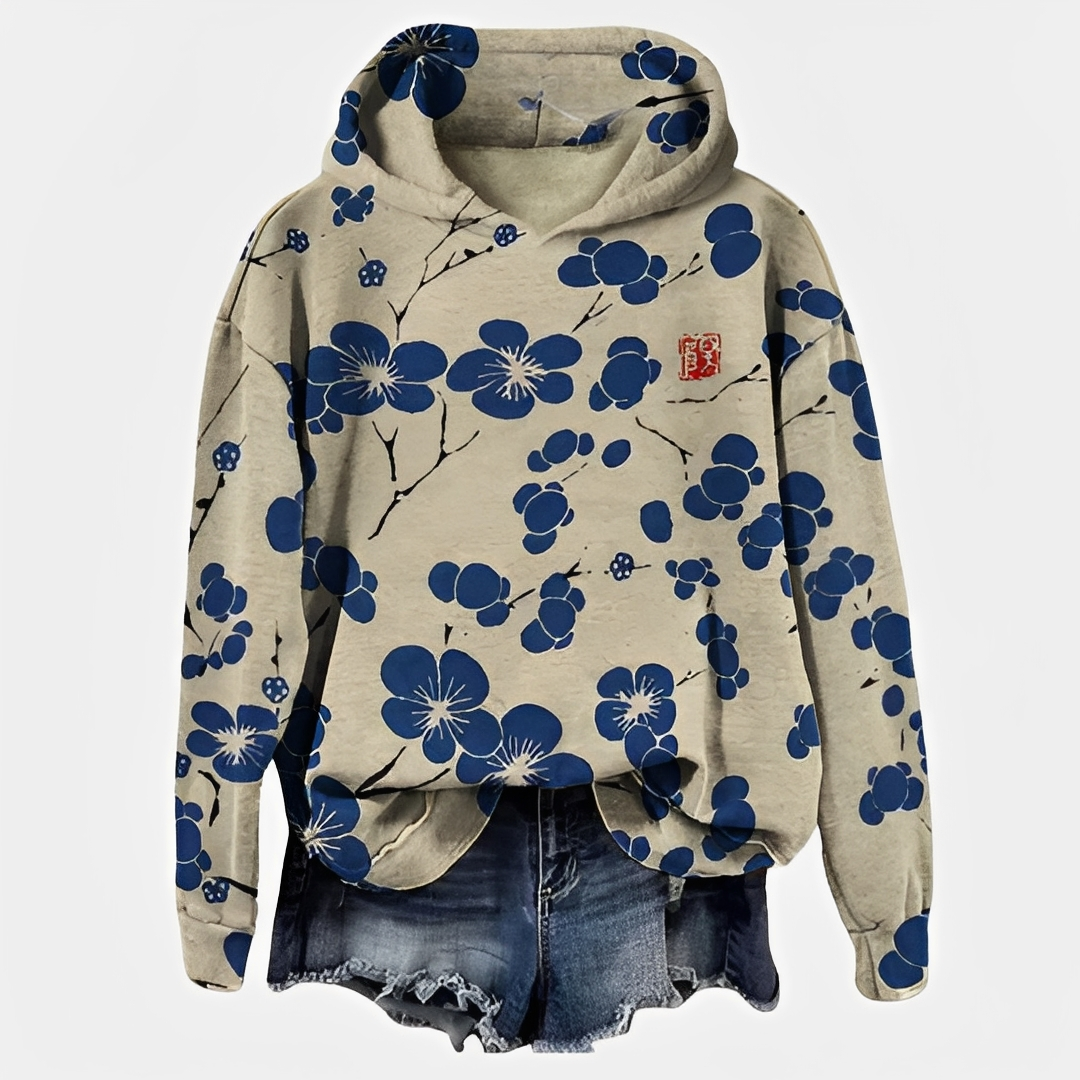 Emelyn - Damen Hoodie mit Blumen-Akzent