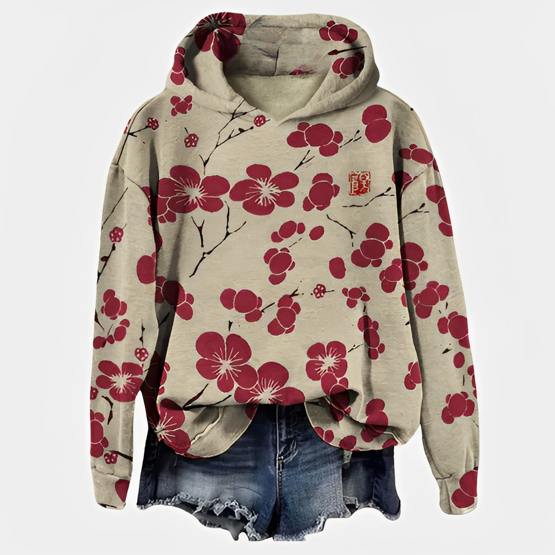 Emelyn - Damen Hoodie mit Blumen-Akzent