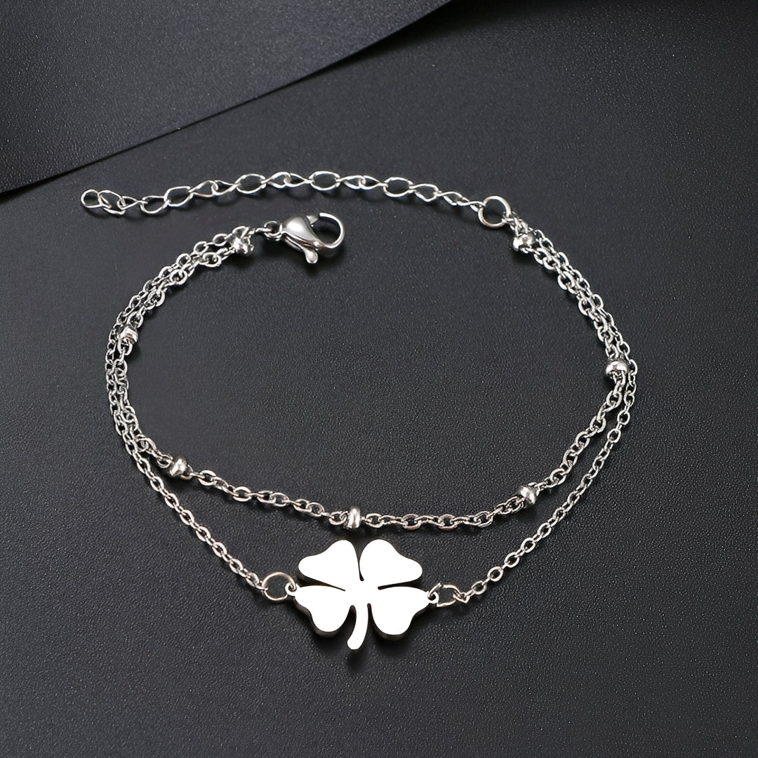Sanya – Kleeblattarmband aus Gold und Silber